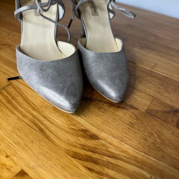 Paul Green Justine Silver Metallic Lace Up Pointed Toe Heels Size 7 - Picture 2 of 5
